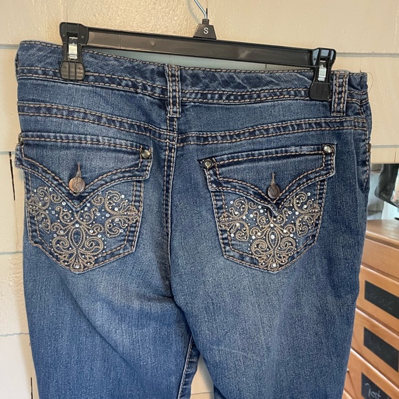 Nine West Blue Jeans Size 8 / 29 Bling Pockets - Picture 1 of 9